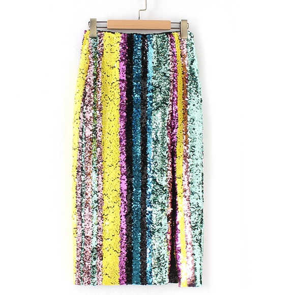 Damon Sky Dresses & Skirts - **LAST ONE SIZE SMALL** Sequin Stripe Skirt